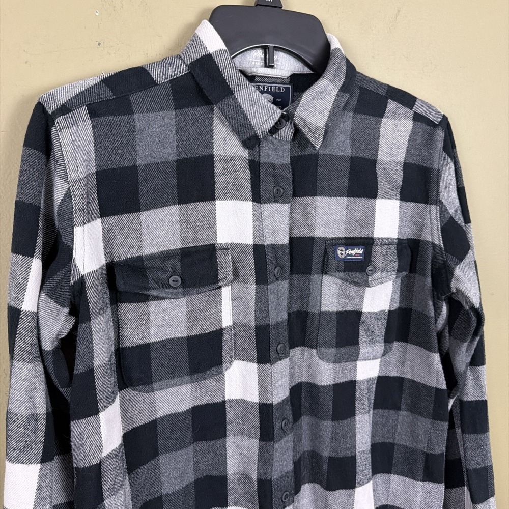 Womens Penfield M Flannel Black Plaid Double Flap Pockets LOGO Hudson Laundry Co - Picture 3 of 14